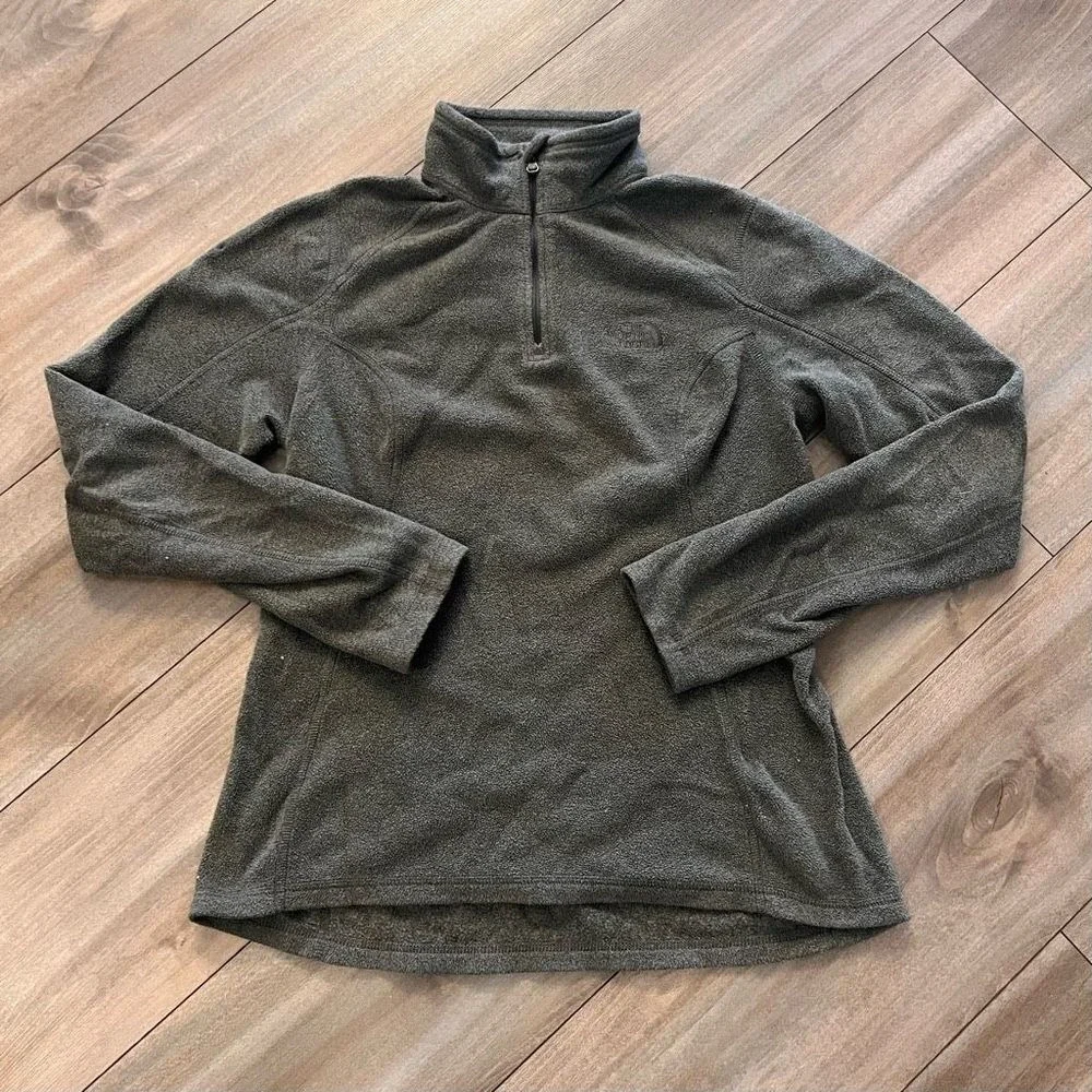 North Face Grey Fleece‎ Quarterzip Jacket Women Small